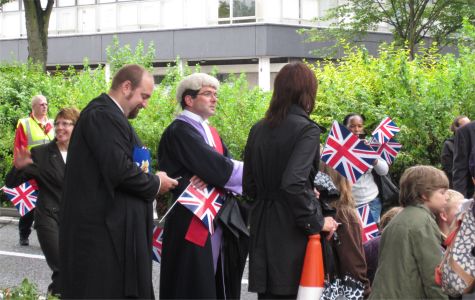 Crowds wait outside Southend Magistrates Court