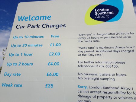 Southend Airport Short-stay Parking Prices as of April 2012