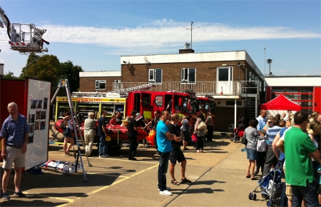 Crowds watching the demonstrations at Southend Fire Station