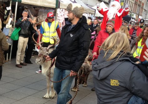 Father Christmas and the reindeers - on the Southend Xmas Parade