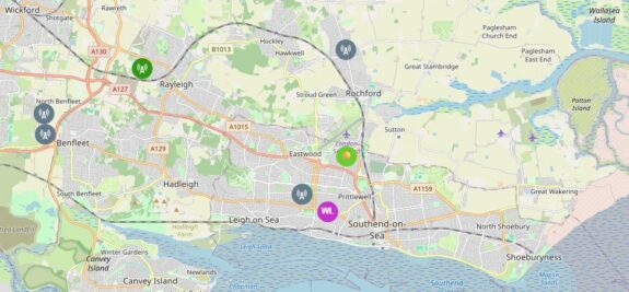 Southend-on-Sea Meshcore Network as of March 2026